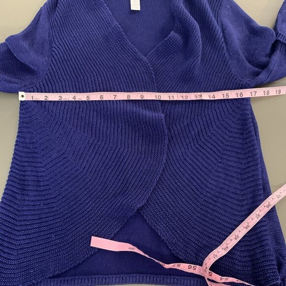 Chicos Womens 1 M Cardigan Sweater Open Front Spring Casual Office Blue Rayon - Picture 10 of 12